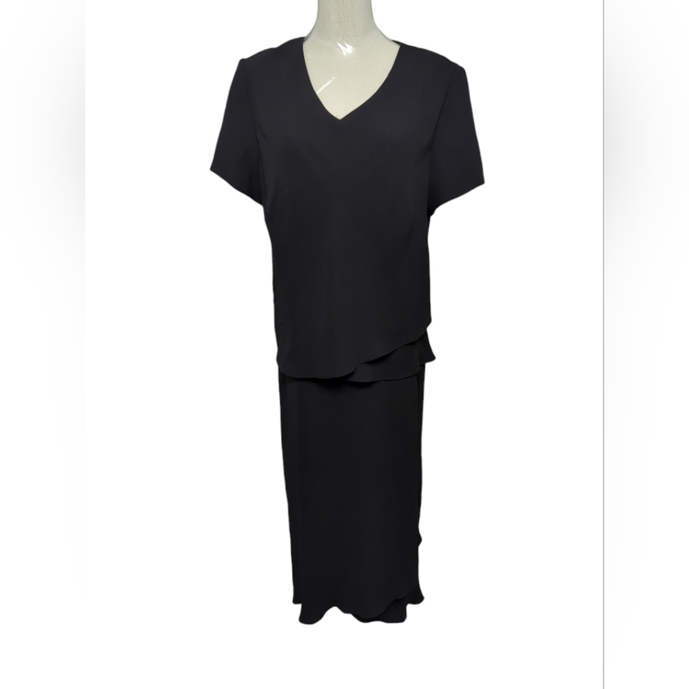 Talbots Black Neckline Midi Sheath Dress size 14